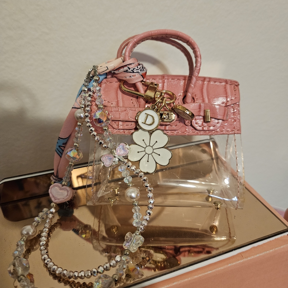 Pink and Clear Designer Handbag